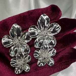Zara Silver Floral Drop Earrings